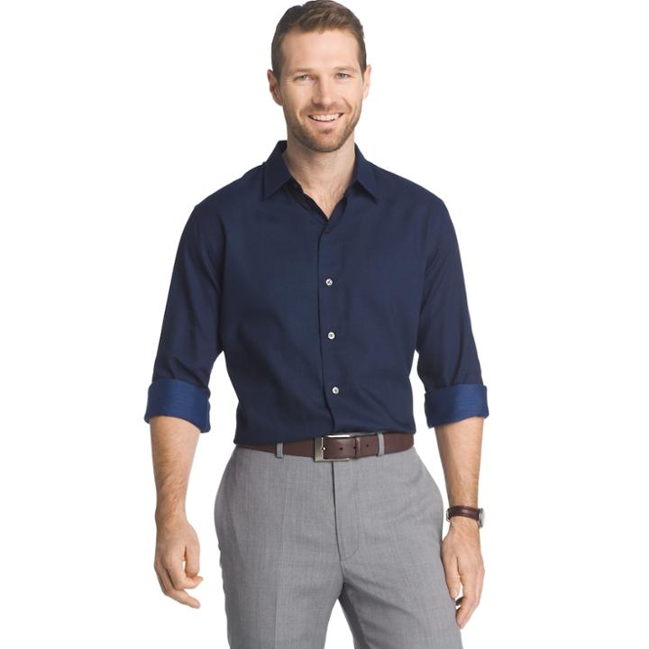 Big & Tall Van Heusen Regular-fit Striped Sateen Button-down Shirt, Men's, Size: Xl Tall, Blue Other