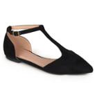 Journee Collection Vera Women's T-strap Flats, Girl's, Size: 10, Black