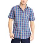 Big & Tall Chaps Classic-fit Checked Easy-care Woven Button-down Shirt, Men's, Size: Xl Tall, Blue (navy)