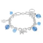 Four Leaf Clover, Elephant & Horseshoe Charm Toggle Bracelet, Women's, Blue