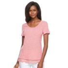 Women's Croft & Barrow&reg; Lace Hem Linen Tee, Size: Xxl, Brt Red