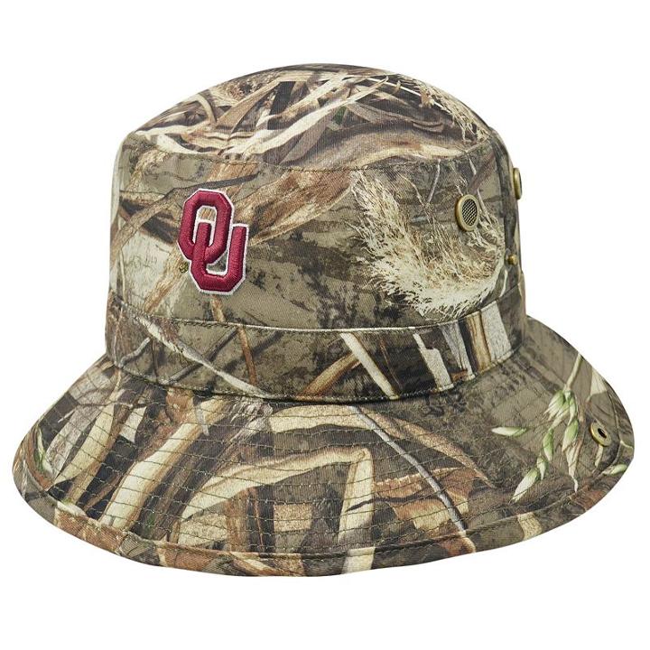 Adult Top Of The World Oklahoma Sooners Realtree Camouflage Boonie Max Bucket Hat, Men's, Green Oth