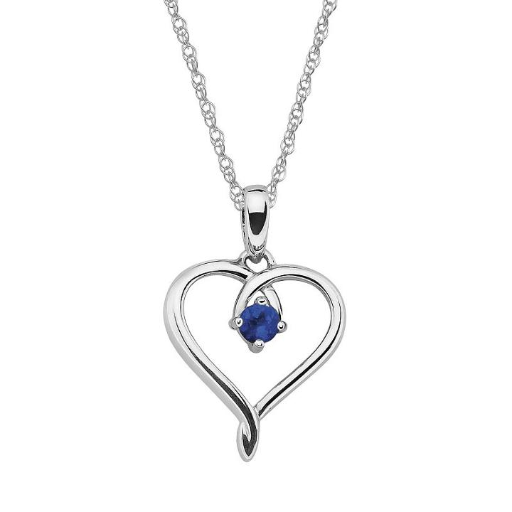 Sterling Silver Sapphire Openwork Heart Pendant, Women's, Size: 18, Blue