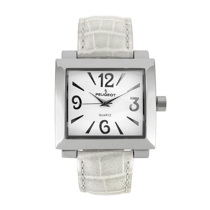 Peugeot Silver-tone Leather Watch, Women's, White