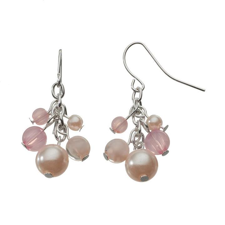 Chaps Bead Cluster Drop Earrings, Women's, Light Pink