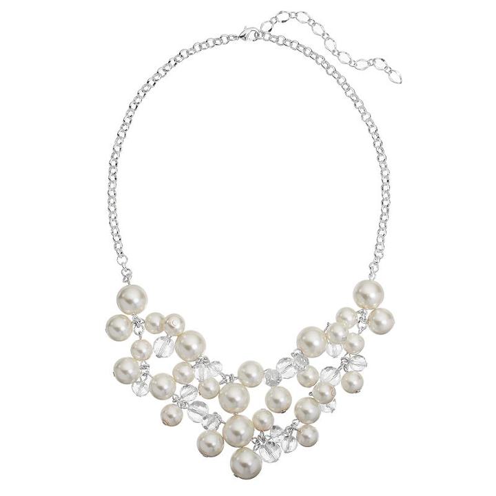 Croft & Barrow&reg; Simulated Pearl Cluster Swag Necklace, Women's, White Oth