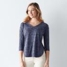 Women's Sonoma Goods For Life&trade; Relaxed V-neck Tee, Size: Medium, Blue
