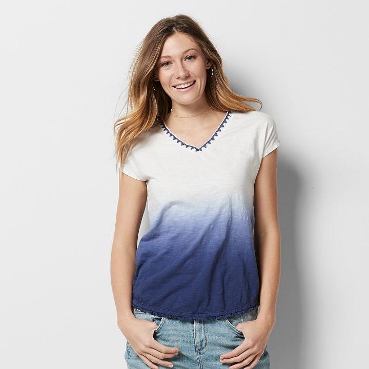 Women's Sonoma Goods For Life&trade; Dip Dye Tee, Size: Xxl, Dark Blue