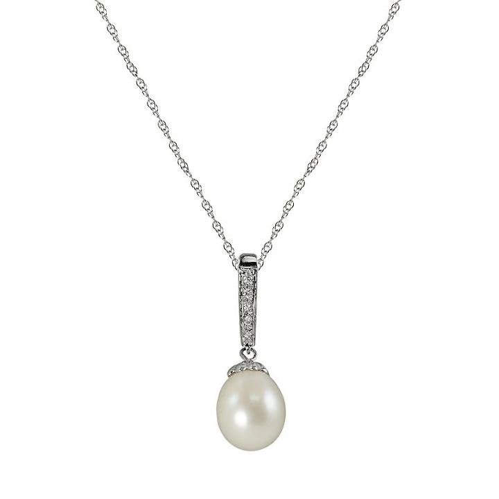 14k White Gold Freshwater Cultured Pearl And Diamond Accent Pendant, Women's, Size: 18