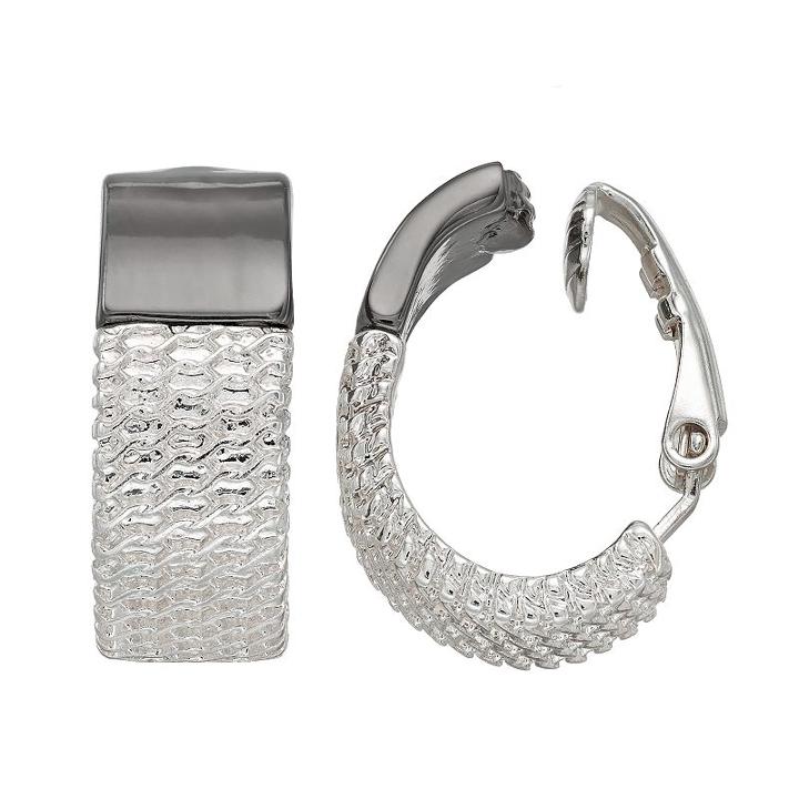 Dana Buchman Two Tone Mesh Clip On Hoop Earrings, Women's, Multicolor
