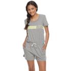 Juniors' So&reg; Pajamas: Naptime Squad Short Sleeve Romper, Girl's, Size: Medium, Med Grey