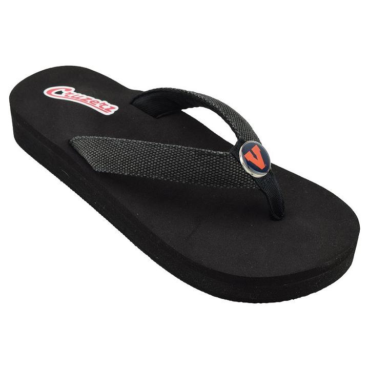 Women's Virginia Cavaliers Venice Beach Flip-flops, Size: 8, Black