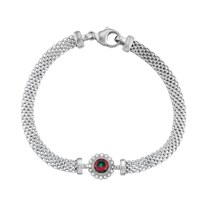 Sterling Silver Mesh Cubic Zirconia Halo Bracelet, Women's, Size: 7.25, Green