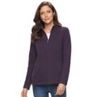 Women's Croft & Barrow&reg; Quilted Long Sleeve Jacket, Size: Medium, Drk Purple