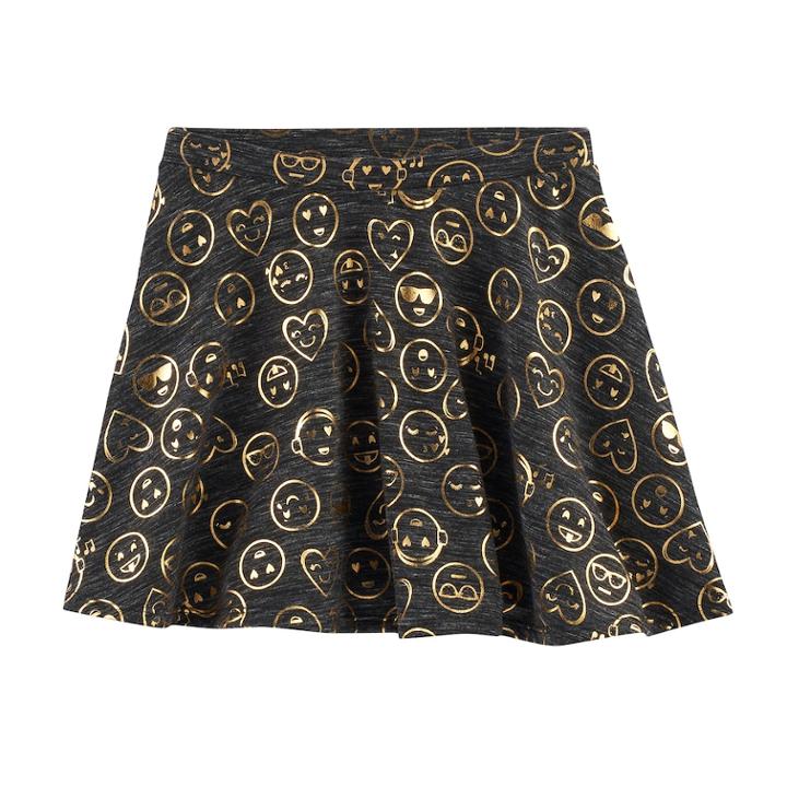 Girls 7-16 So&reg; French Terry Nep Foil Patterned Circle Skirt, Size: L/12, Black