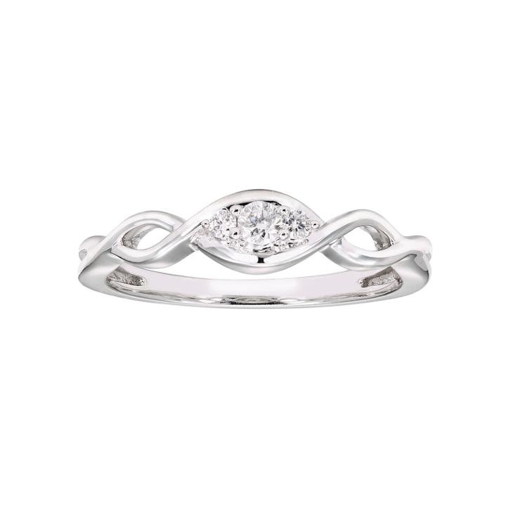 Lovemark 10k White Gold 1/10 Carat T.w. Diamond 3-stone Marquise Ring, Women's, Size: 8
