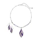 Bead Pendant Necklace & Drop Earring Set, Women's, Purple