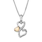 Love Is Forever Diamond Accent Sterling Silver & 14k Gold Over Silver Double Heart Pendant Necklace, Women's, White