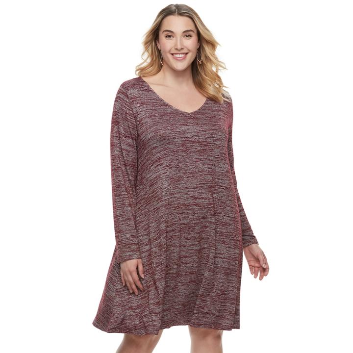 Plus Size Sonoma Goods For Life&trade; Marled Swing Dress, Women's, Size: 3xl, Dark Red