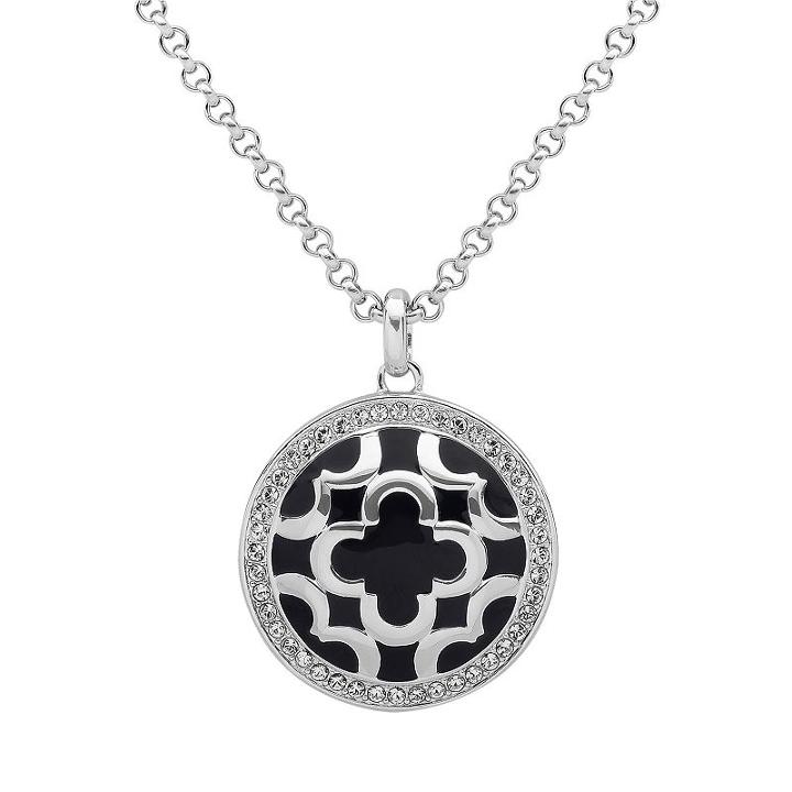 Marie Claire Jewelry Crystal Silver Tone Clover Pendant Necklace, Women's, White