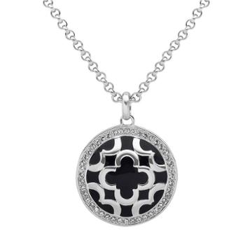 Marie Claire Jewelry Crystal Silver Tone Clover Pendant Necklace, Women's, White