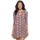 Juniors' Trixxi Floral Twist-front Swing Dress, Teens, Size: Small, Dark Red