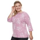 Plus Size Croft & Barrow&reg; Crochet Trim Boatneck Top, Women's, Size: 1xl, Med Pink