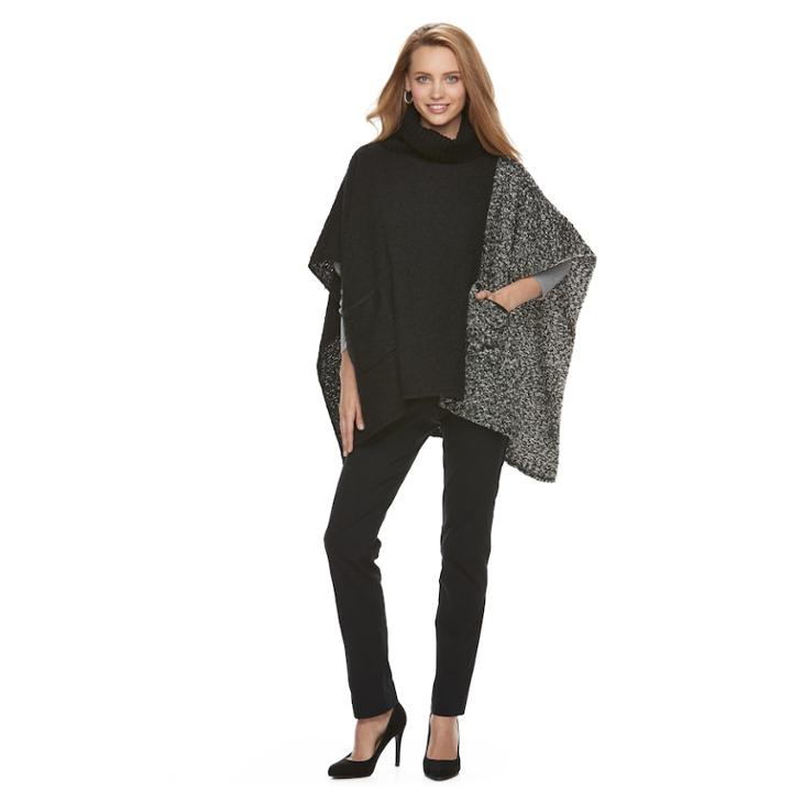 Apt. 9&reg; Colorblock Boucle Poncho, Women's, Oxford