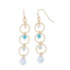Lc Lauren Conrad Blue Bead Nickel Free Triple Hoop Drop Earrings, Women's, Gold