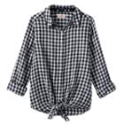 Girls 7-16 & Plus Size So&reg; Tie-front Patterned Shirt, Girl's, Size: 16, Black