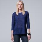 Women's Simply Vera Vera Wang Windy Jacquard Crewneck Tee, Size: Medium, Blue