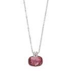 Brilliance Silver Tone Cushion Pendant Necklace With Swarovski Crystals, Women's, Pink