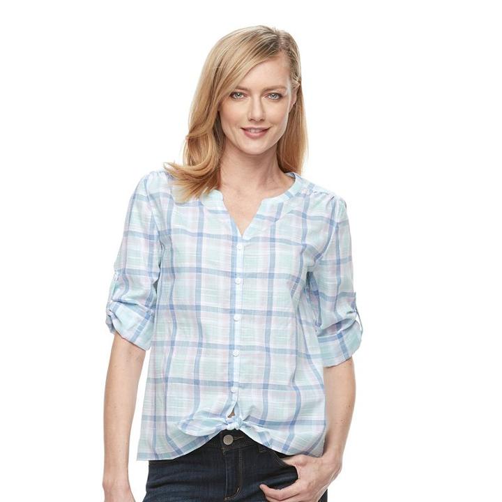 Women's Croft & Barrow&reg; Tie-front Shirt, Size: Medium, Lt Purple