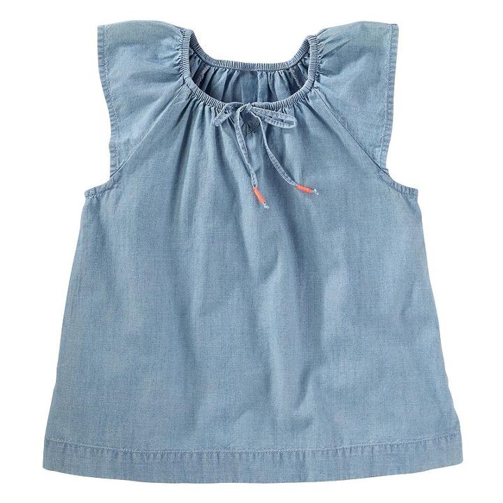 Girls 4-12 Oshkosh B'gosh&reg; Chambray Flutter Top, Size: 12, Blue Other