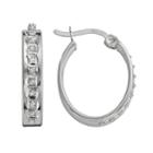 Diamond Mystique Platinum Over Silver Diamond Accent Oval Hoop Earrings, Women's, White