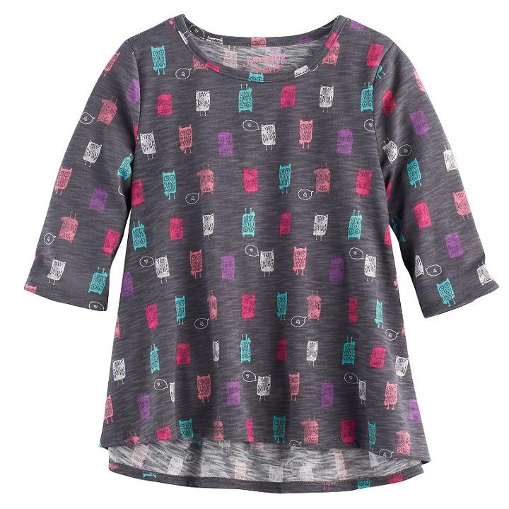 Girls 4-10 Jumping Beans&reg; Patterned Top, Size: 8, Grey