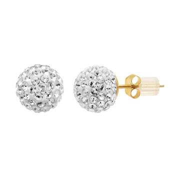 Renaissance Collection 10k Gold Crystal Ball Stud Earrings - Made With Swarovski Crystals, Women's, Yellow