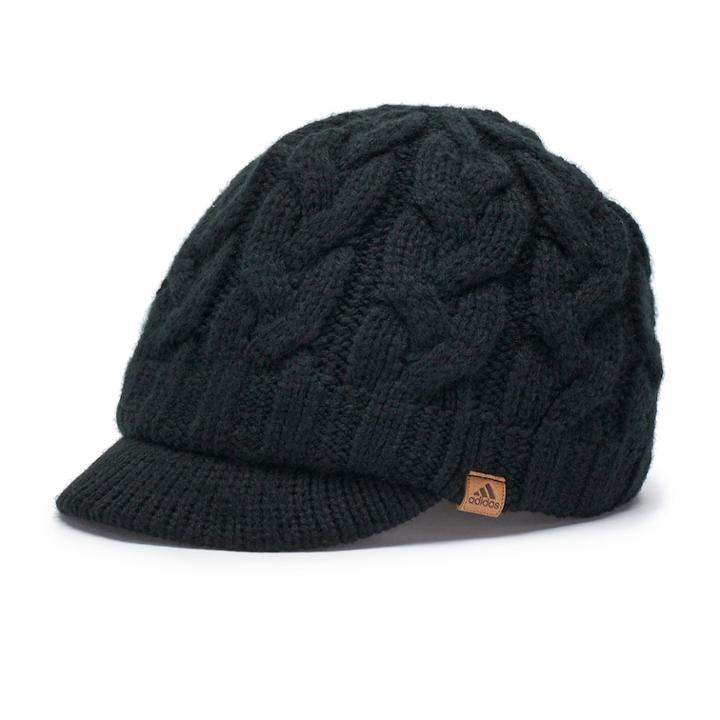Women's Adidas Crystal Cable Knit Brimmer Beanie, Black