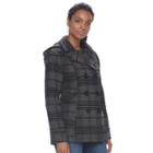 Women's D.e.t.a.i.l.s Hooded Double Breasted Wool Blend Peacoat, Size: Medium, Grey (charcoal)