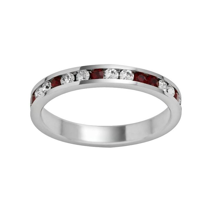 Traditions Sterling Silver Red And White Swarovski Crystal Eternity Ring, Women's, Size: 7