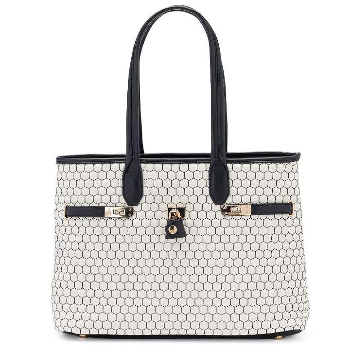 Mellow World Hermia Honeycomb Quilted Tote, Women's, White