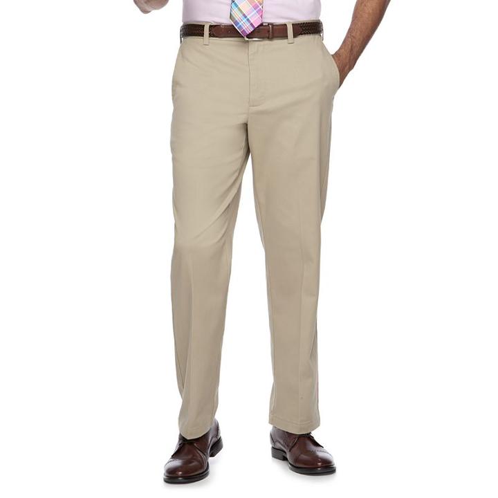 Men's Croft & Barrow&reg; Classic-fit Easy-care Stretch Flat-front Pants, Size: 42x34, Dark Beige