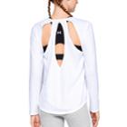 Women's Under Armour Pindot Open Back Long Sleeve Top, Size: Medium, White