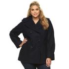 Plus Size Croft & Barrow&reg; Double-breasted Wool Blend Peacoat, Women's, Size: 3xl, Blue (navy)