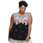Plus Size Croft & Barrow&reg; Pleated Swing Tank, Women's, Size: 3xl, Med Grey