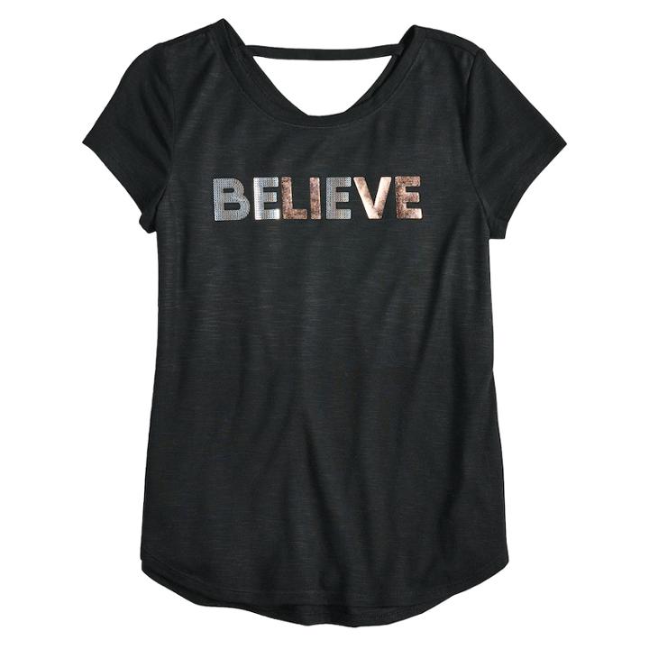 Girls 7-16 So&reg; Back-strap Performance Tee, Size: 12, Black