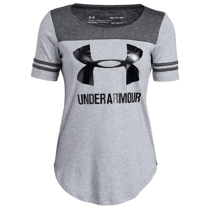 Women's Under Armour Sportstyle Logo Baseball Tee, Size: Large, Med Grey