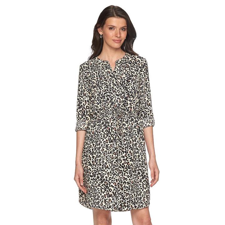 Women's Apt. 9&reg; Crepe Shirt Dress, Size: 2, White Oth