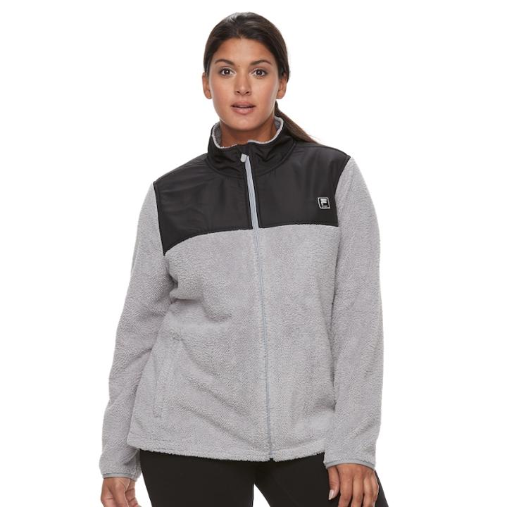 Plus Size Fila Sport&reg; Fleece Jacket, Women's, Size: 2xl, Med Grey