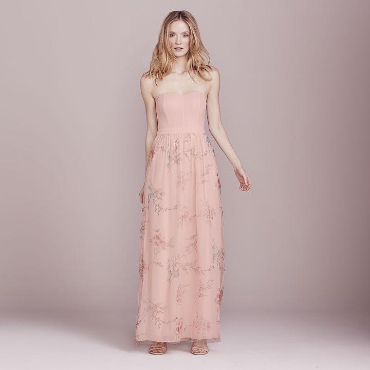 Lc Lauren Conrad Dress Up Shop Collection Floral Strapless Maxi Dress - Women's, Size: 0, Light Pink